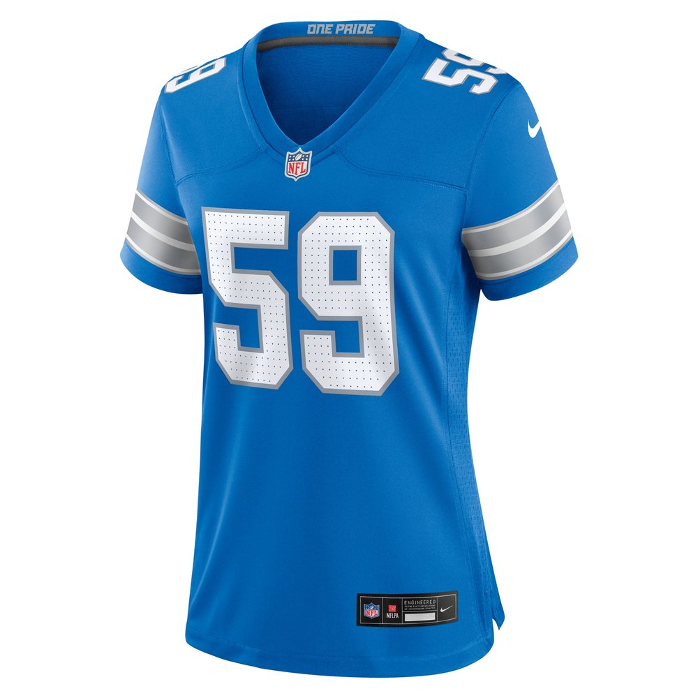 Women's Detroit Lions Giovanni Manu  Blue Team Game Jersey Women's Detroit Lions Giovanni Manu  Blue Team Game Jersey