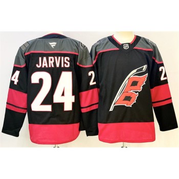 Men's Carolina Hurricanes #24 Seth Jarvis Black 2024-25 Home Stitched Hockey Premium Jersey