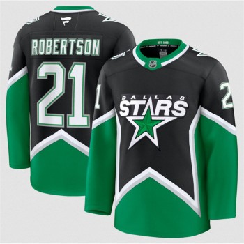 Men's Dallas Stars #21 Jason Robertson Black 2025-26 Alternate Stitched Hockey Premium Jersey Men's Dallas Stars #21 Jason Robertson Black 2025-26 Alternate Stitched Hockey Premium Jersey