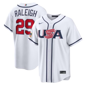 Youth USA Baseball #29 Cal Raleigh White 2026 World Baseball Classic Home Stadium Jersey