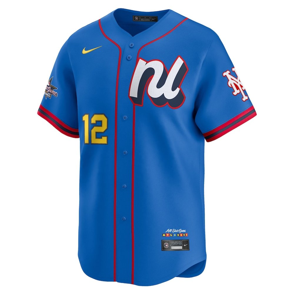 Youth National League #12 Francisco Lindor Nike Blue 2025 All-Star Edition Limited Player Jersey Youth National League #12 Francisco Lindor Nike Blue 2025 All-Star Edition Limited Player Jersey