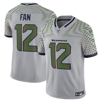 Men's Seattle Seahawks #12 Fan Gray Rivalries Collection F.U.S.E. Vapor Limited Stitched Jersey Men's Seattle Seahawks #12 Fan Gray Rivalries Collection F.U.S.E. Vapor Limited Stitched Jersey