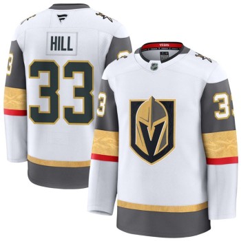 Men's Vegas Golden Knights #33 Adin Hill White Away Premium Jersey Men's Vegas Golden Knights #33 Adin Hill White Away Premium Jersey