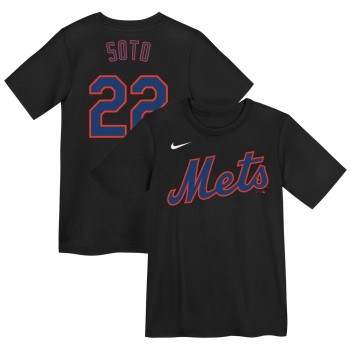 Youth New York Mets #22 Juan Soto Black Name & Number T-Shirt Youth New York Mets #22 Juan Soto Black Name & Number T-Shirt