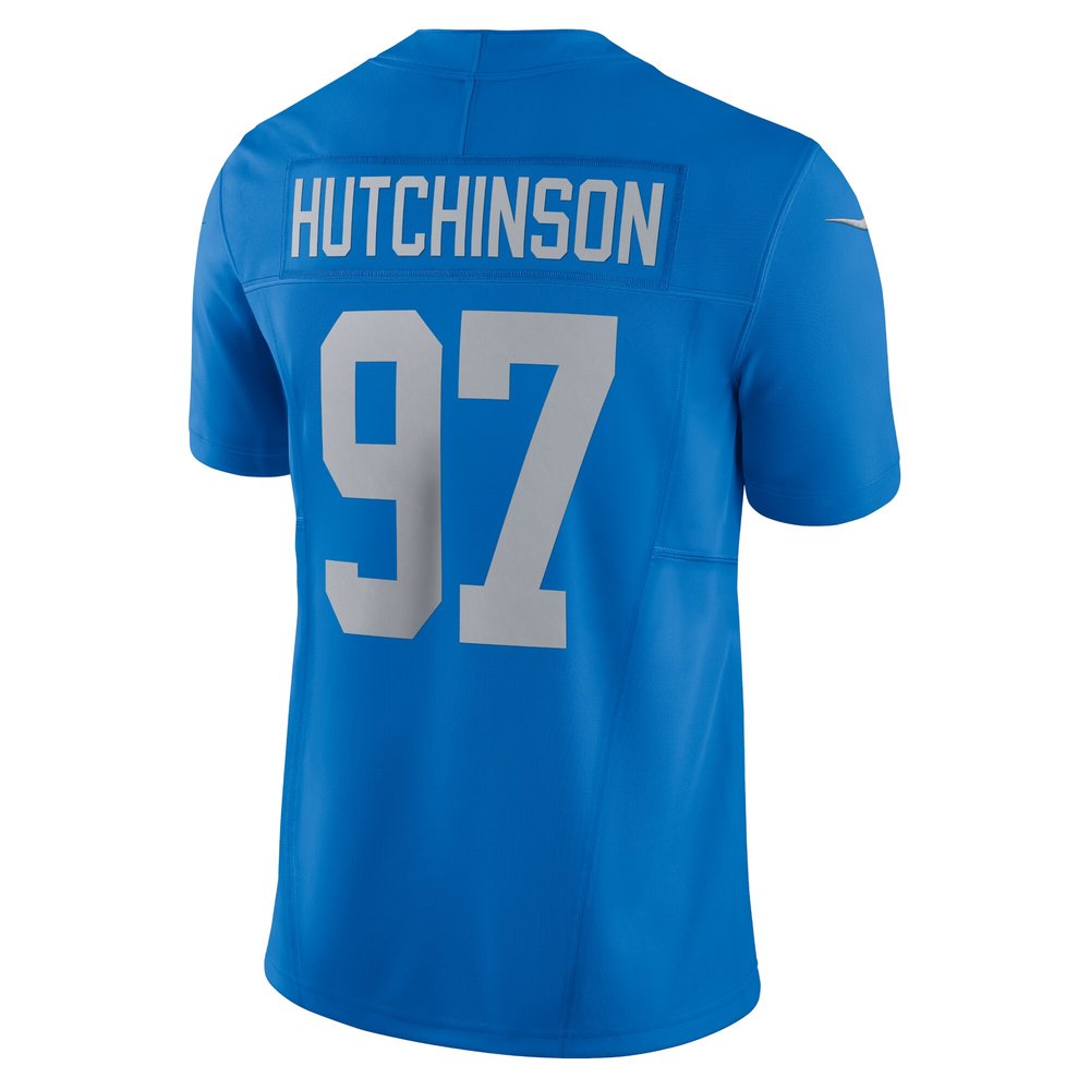 Men's Detroit Lions #97 Aidan Hutchinson Blue Vapor F.U.S.E. Alternate Limited Jersey Men's Detroit Lions #97 Aidan Hutchinson Blue Vapor F.U.S.E. Alternate Limited Jersey