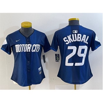 Women's Detroit Tigers #29 Tarik Skubal 2024 Navy City Connect Cool Base Limited Stitched Baseball Jersey(Run Small) Women's Detroit Tigers #29 Tarik Skubal 2024 Navy City Connect Cool Base Limited Stitched Baseball Jersey(Run Small)