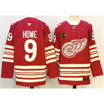 Youth Detroit Red Wings #9 Gordie Howe Red 2025-26 With C Patch Centennial Premium Stitched Hockey Jersey