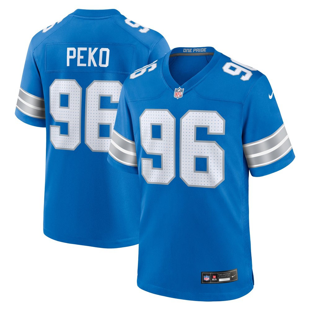 Men's Detroit Lions Kyle Peko  Blue Game Jersey