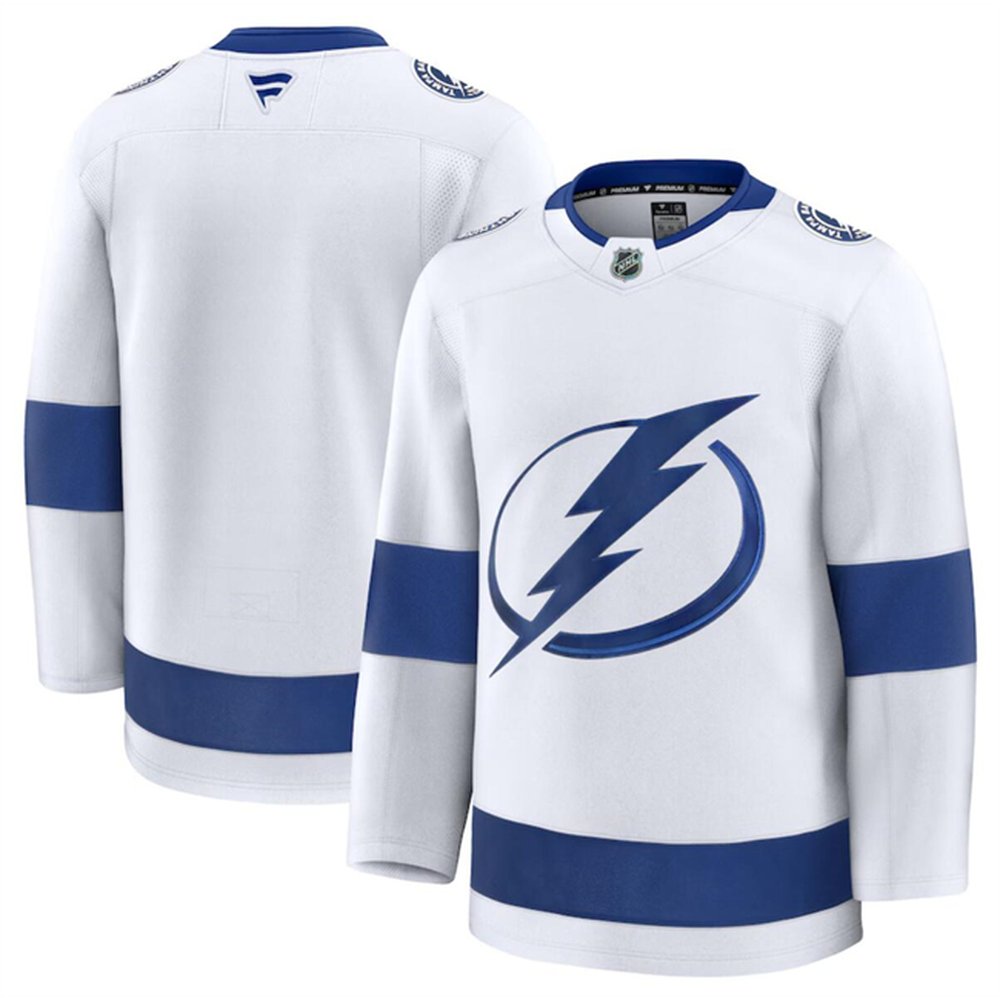 Men's Tampa Bay Lightning Blank White 2024-25 Away Stitched Hockey Premium Jersey