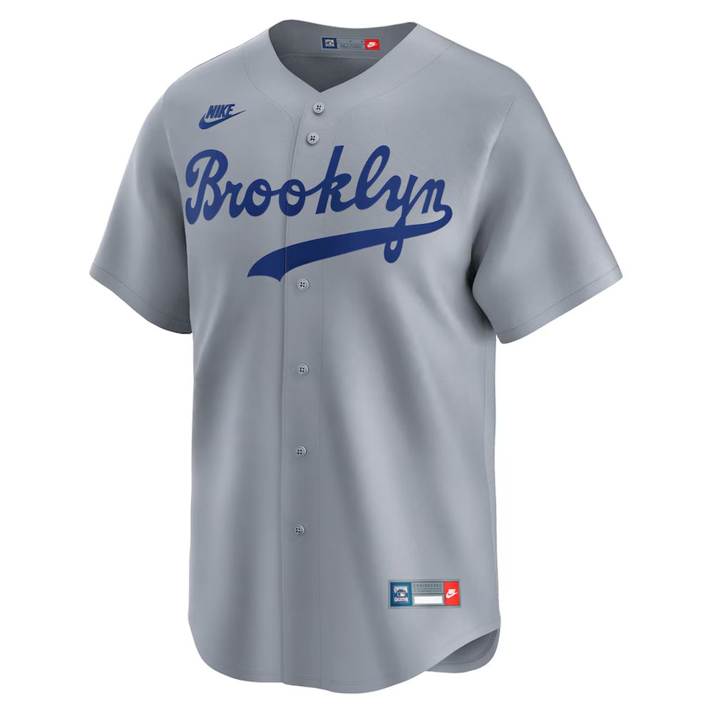 Men's Brooklyn Dodgers #42 Jackie Robinson Nike Gray Throwback Cooperstown Collection Limited Jersey