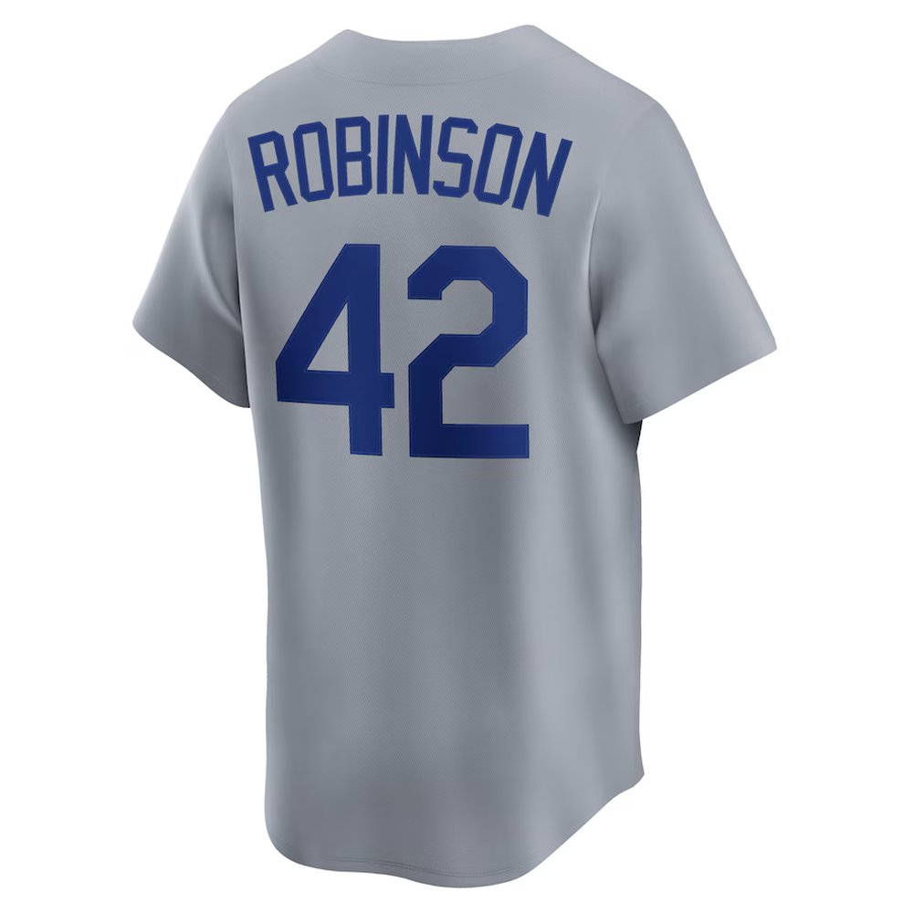 Men's Brooklyn Dodgers #42 Jackie Robinson Nike Gray Throwback Cooperstown Collection Limited Jersey