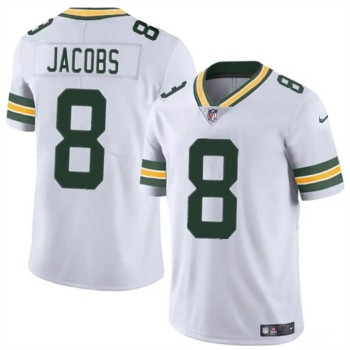 Men's Green Bay Packers #8 Josh Jacobs White Vapor Limited Stitched Football Jersey Men's Green Bay Packers #8 Josh Jacobs White Vapor Limited Stitched Football Jersey