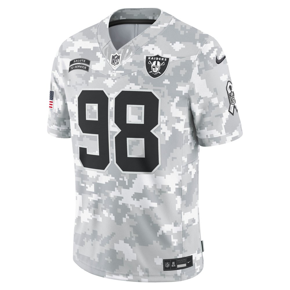 Men's Las Vegas Raiders Maxx Crosby Arctic Camo 2024 Salute to Service Limited Jersey Men's Las Vegas Raiders Maxx Crosby Arctic Camo 2024 Salute to Service Limited Jersey