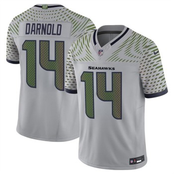 Men's Seattle Seahawks #14 Sam Darnold Gray Rivalries Collection F.U.S.E. Vapor Limited Stitched Jersey Men's Seattle Seahawks #14 Sam Darnold Gray Rivalries Collection F.U.S.E. Vapor Limited Stitched Jersey
