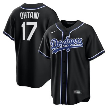 Men's Los Angeles Dodgers #17 Shohei Ohtani Nike Black Lights Out Replica Player Jersey Men's Los Angeles Dodgers #17 Shohei Ohtani Nike Black Lights Out Replica Player Jersey