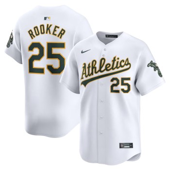 Men's Oakland Athletics #25 Brent Rooker White Home Limited Player Jersey Men's Oakland Athletics #25 Brent Rooker White Home Limited Player Jersey