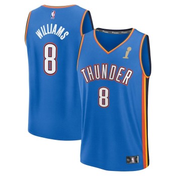 Men's Oklahoma City Thunder #8 Jalen Williams Fanatics Blue 2025 NBA Finals Champions Fast Break Replica Player Icon Edition Jersey