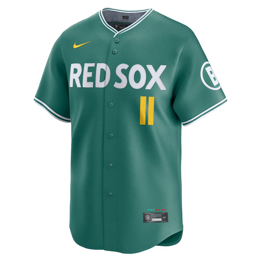 Men's Boston Red Sox #11 Rafael Devers Green 2025 City Connect Limited Player Jersey