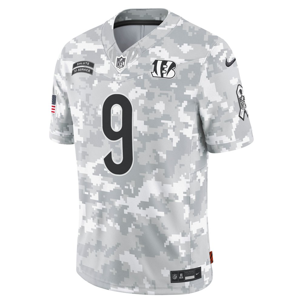 Men's Cincinnati Bengals Joe Burrow Arctic Camo 2024 Salute to Service Limited Jersey Men's Cincinnati Bengals Joe Burrow Arctic Camo 2024 Salute to Service Limited Jersey