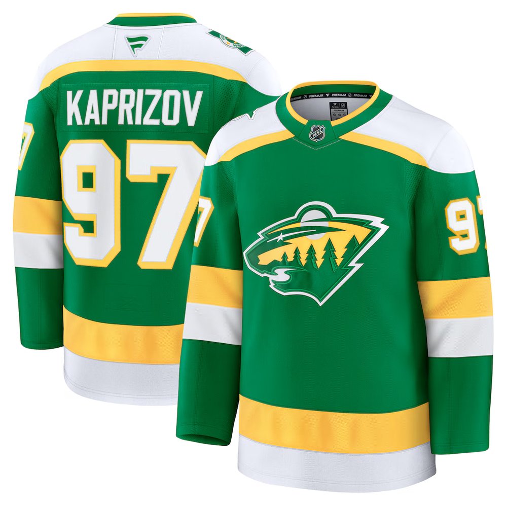 Men's Minnesota Wild #97 Kirill Kaprizov Green 2024-25 Alternate With A Patch Stitched Hockey Premium Jersey Men's Minnesota Wild #97 Kirill Kaprizov Green 2024-25 Alternate With A Patch Stitched Hockey Premium Jersey