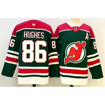 Youth New Jersey Devils #86 Jack Hughes Green/Red 2024-25 With A Patch Stitched Hockey Jersey Youth New Jersey Devils #86 Jack Hughes Green/Red 2024-25 With A Patch Stitched Hockey Jersey