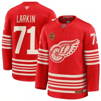 Men's Detroit Red Wings #71 Dylan Larkin Red 2025 With C Patch Centennial Premium Stitched Hockey Premium Jersey Men's Detroit Red Wings #71 Dylan Larkin Red 2025 With C Patch Centennial Premium Stitched Hockey Premium Jersey