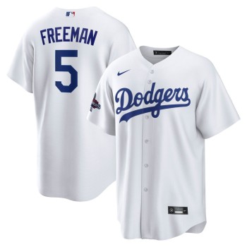 Men's Los Angeles Dodgers #5 Freddie Freeman White 2024 World Series Champions Big &Tall Replica Player Jersey Men's Los Angeles Dodgers #5 Freddie Freeman White 2024 World Series Champions Big &Tall Replica Player Jersey