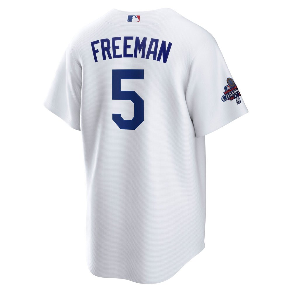 Men's Los Angeles Dodgers #5 Freddie Freeman White 2024 World Series Champions Big &Tall Replica Player Jersey Men's Los Angeles Dodgers #5 Freddie Freeman White 2024 World Series Champions Big &Tall Replica Player Jersey