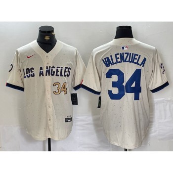 Men's Los Angeles Dodgers #34 Toro Valenzuela Cream Stitched Baseball Jersey Men's Los Angeles Dodgers #34 Toro Valenzuela Cream Stitched Baseball Jersey