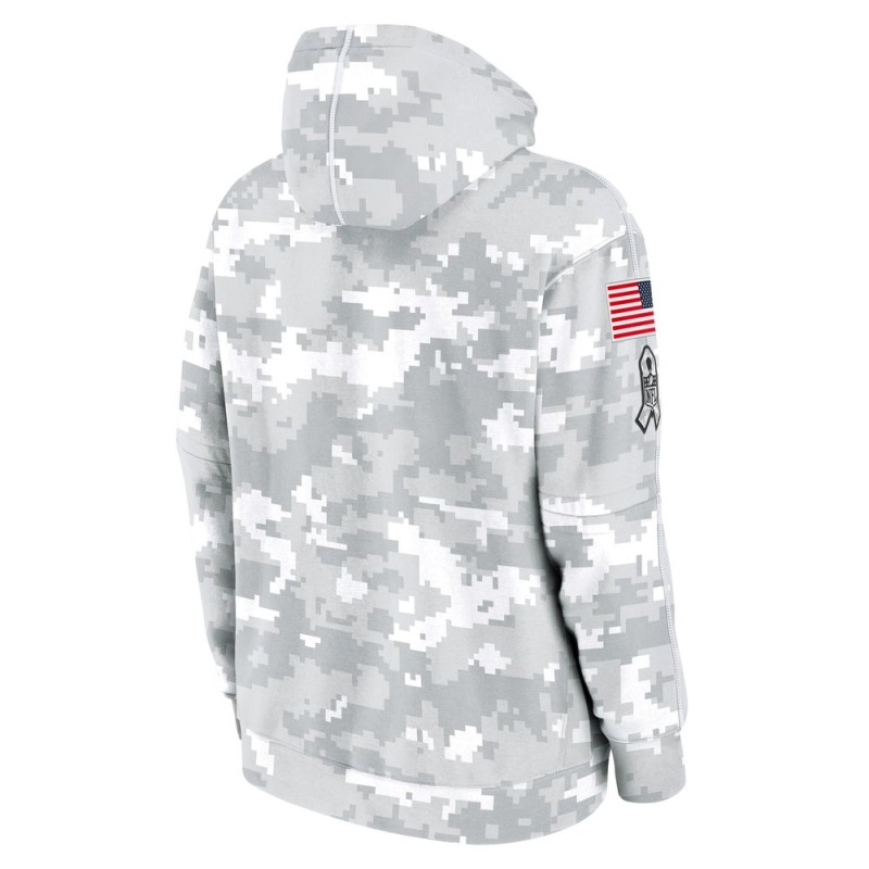 Youth Los Angeles Rams White/Gray 2024 Salute To Service Pullover Hoodie Youth Los Angeles Rams White/Gray 2024 Salute To Service Pullover Hoodie