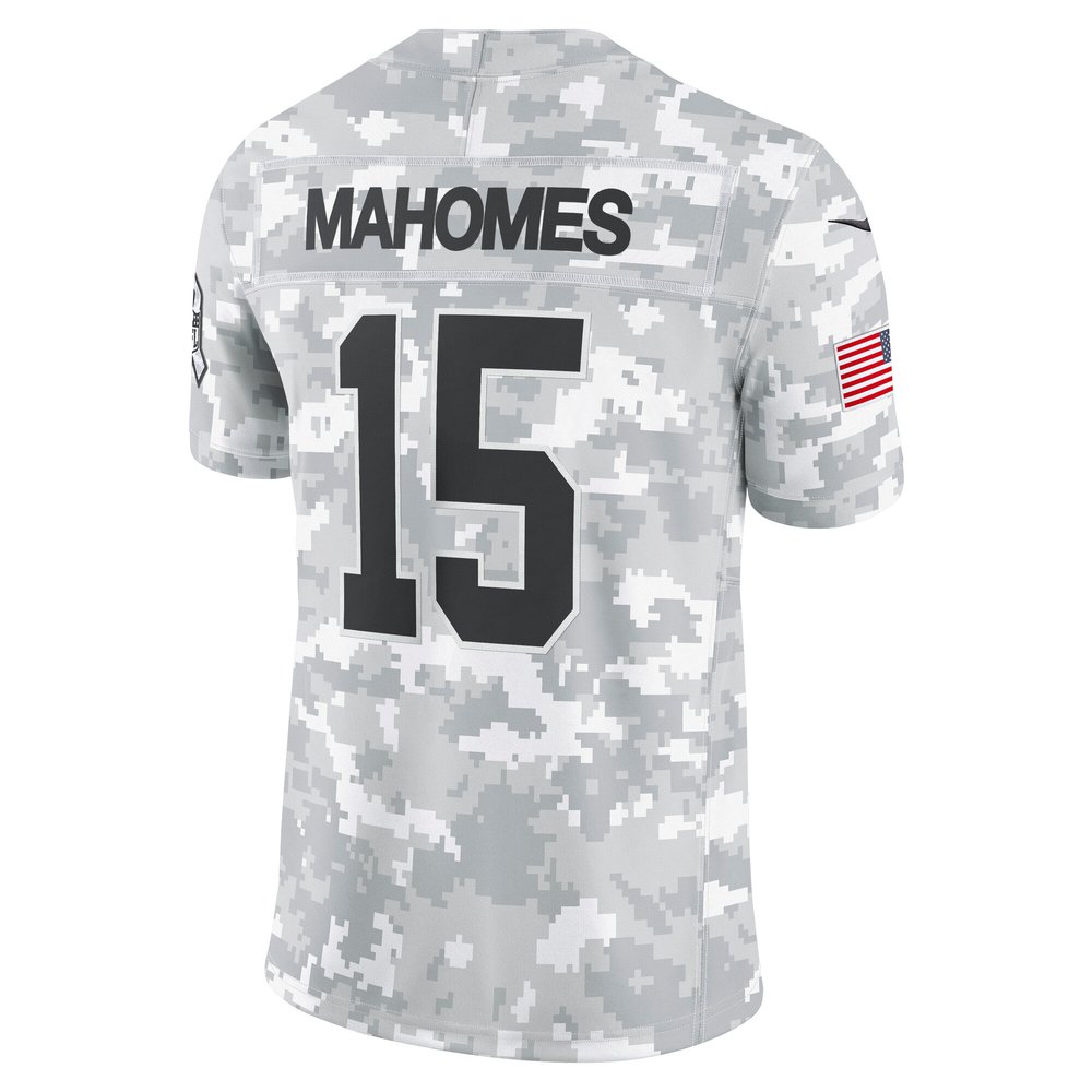 Men's Kansas City Chiefs #15 Patrick Mahomes Arctic Camo 2024 Salute to Service Limited Jersey Men's Kansas City Chiefs #15 Patrick Mahomes Arctic Camo 2024 Salute to Service Limited Jersey