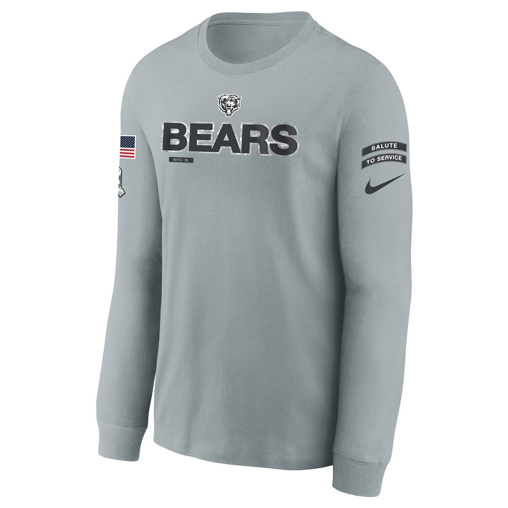 Youth Chicago Bears Gray 2024 Salute To Service Long Sleeve T-Shirt
