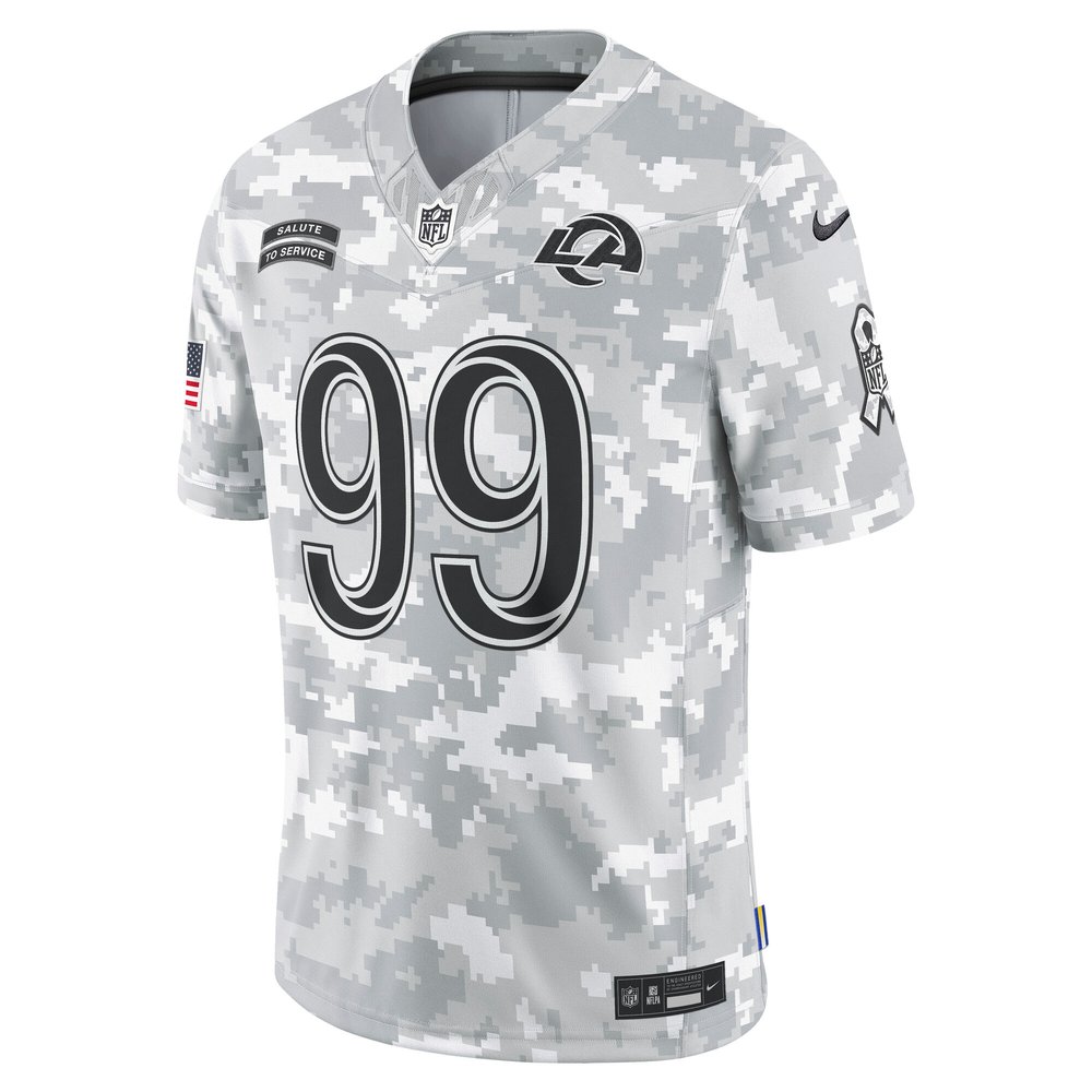 Men's Los Angeles Rams Aaron Donald Arctic Camo 2024 Salute to Service Retired Player Limited Jersey Men's Los Angeles Rams Aaron Donald Arctic Camo 2024 Salute to Service Retired Player Limited Jersey