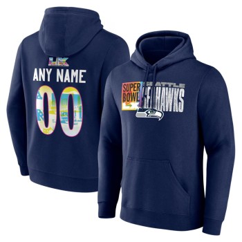 Men's Seattle Seahawks College Navy Super Bowl LX Custom Name & Number Hoodie Men's Seattle Seahawks College Navy Super Bowl LX Custom Name & Number Hoodie