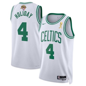 Men's Boston Celtics #4 Jrue Holiday White 2024 Finals Champions Association Edition Stitched Basketball Jersey Men's Boston Celtics #4 Jrue Holiday White 2024 Finals Champions Association Edition Stitched Basketball Jersey