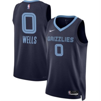Men's Memphis Grizzlies #0 Jaylen Wells Navy 2024 Draft Icon Edition Stitched Jersey Men's Memphis Grizzlies #0 Jaylen Wells Navy 2024 Draft Icon Edition Stitched Jersey