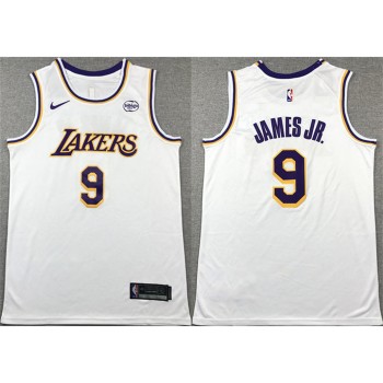 Men's Los Angeles Lakers #9 Bronny James Jr. White 2024 Draft Icon Edition Stitched Basketball Jersey Men's Los Angeles Lakers #9 Bronny James Jr. White 2024 Draft Icon Edition Stitched Basketball Jersey