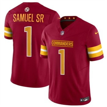 Men's Washington Commanders #1 Deebo Samuel Sr Burgundy 2025 F.U.S.E. Vapor Limited Stitched Football Jersey Men's Washington Commanders #1 Deebo Samuel Sr Burgundy 2025 F.U.S.E. Vapor Limited Stitched Football Jersey