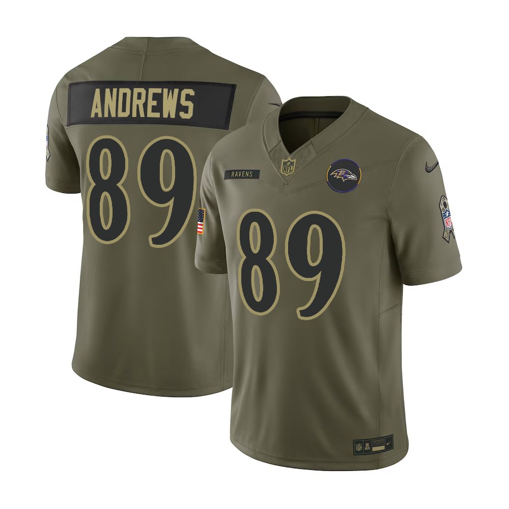 Youth's Baltimore Ravens #89 Mark Andrews Nike Olive 2025 Salute to Service Retired Limited Jersey Youth's Baltimore Ravens #89 Mark Andrews Nike Olive 2025 Salute to Service Retired Limited Jersey