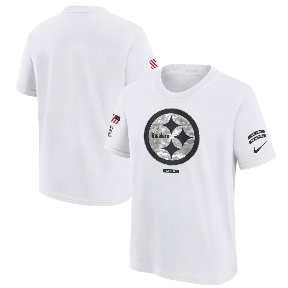 Youth Pittsburgh Steelers White 2024 Salute To Service T-Shirt