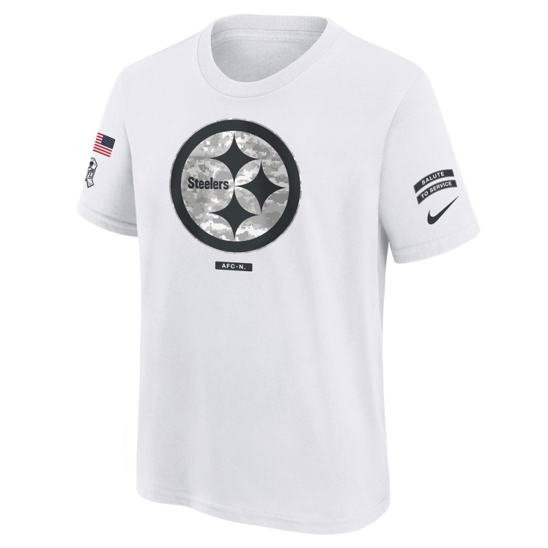 Youth Pittsburgh Steelers Nike White 2024 Salute To Service T-Shirt Youth Pittsburgh Steelers Nike White 2024 Salute To Service T-Shirt