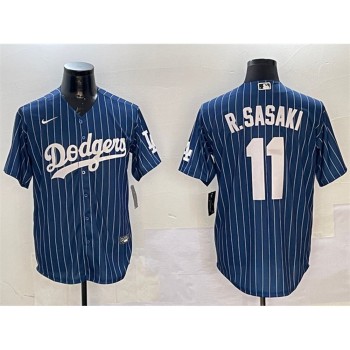 Men's Los Angeles Dodgers #11 Roki Sasaki Navy Cool Base Stitched Baseball Jersey Men's Los Angeles Dodgers #11 Roki Sasaki Navy Cool Base Stitched Baseball Jersey
