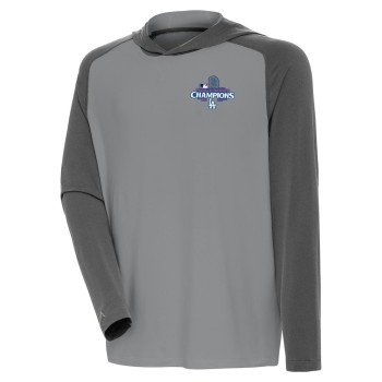 Men's Los Angeles Dodgers Antigua Gray 2024 World Series Champions Intrepid Raglan Pullover Hoodie Men's Los Angeles Dodgers Antigua Gray 2024 World Series Champions Intrepid Raglan Pullover Hoodie