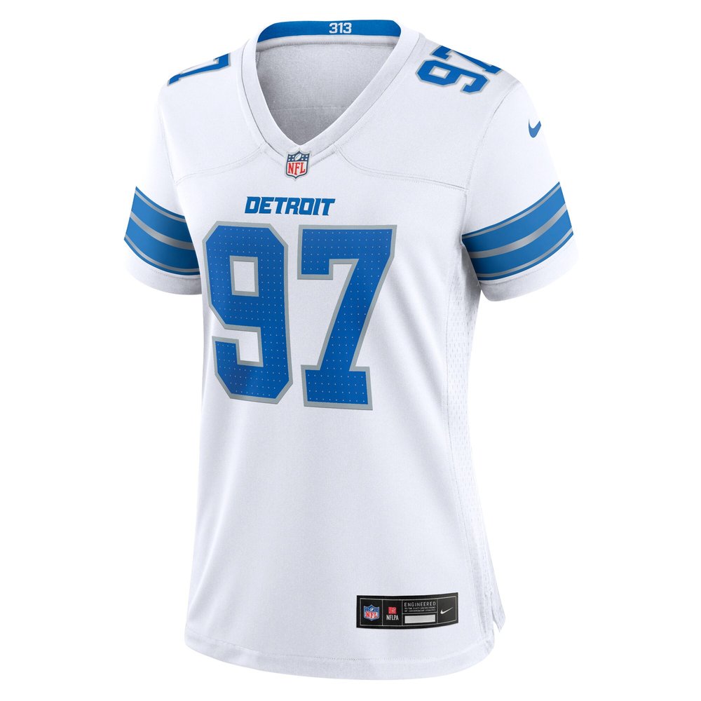 Women's Detroit Lions #97 Aidan Hutchinson White Game Jersey Women's Detroit Lions #97 Aidan Hutchinson White Game Jersey