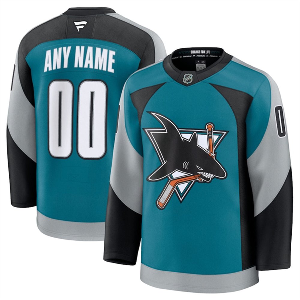 Youth San Jose Sharks Custom Teal 2025 Alternate Stitched Hockey Jersey Youth San Jose Sharks Custom Teal 2025 Alternate Stitched Hockey Jersey