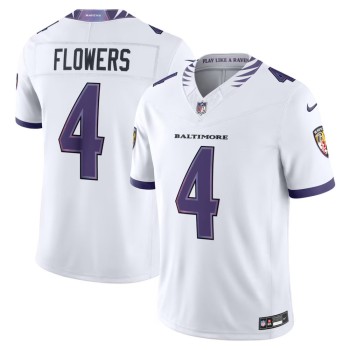 Men's Baltimore Ravens #4 Zay Flowers White Vapor F.U.S.E. Sewn Down Limited Jersey Men's Baltimore Ravens #4 Zay Flowers White Vapor F.U.S.E. Sewn Down Limited Jersey