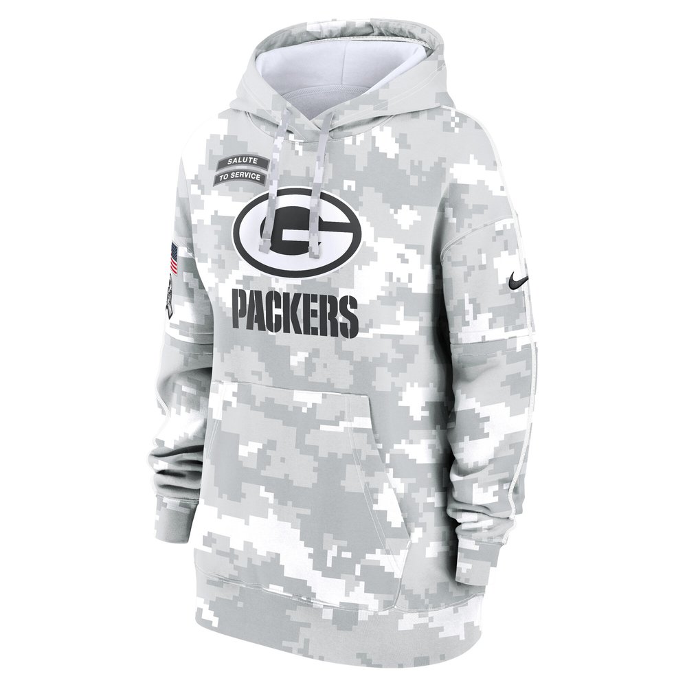 Women's Green Bay Packers Arctic Camo 2024 Salute To Service Club Fleece Pullover Hoodie Women's Green Bay Packers Arctic Camo 2024 Salute To Service Club Fleece Pullover Hoodie