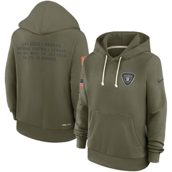 Women's Las Vegas Raiders Olive 2025 Salute to Service Sideline Standard Issue Dri-FIT Hoodie(Run Small)