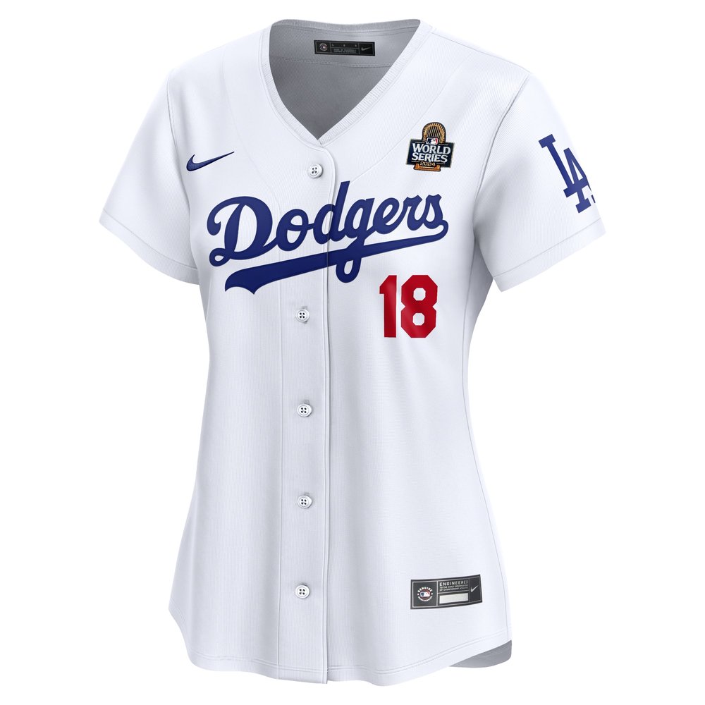 Women's Los Angeles Dodgers #18 Yoshinobu Yamamoto White 2024 World Series Limited Player Jersey