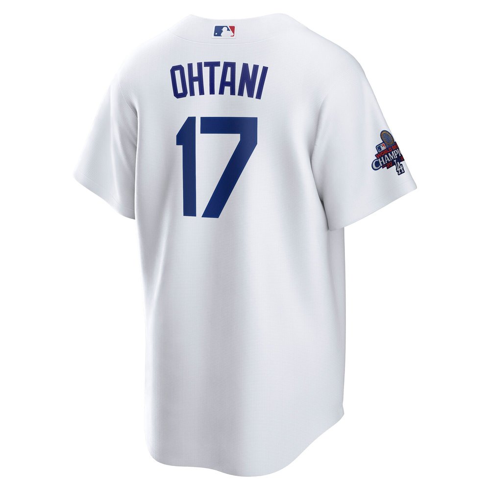 Men's Los Angeles Dodgers #17 Shohei Ohtani White 2024 World Series Champions Big &Tall Replica Player Jersey Men's Los Angeles Dodgers #17 Shohei Ohtani White 2024 World Series Champions Big &Tall Replica Player Jersey
